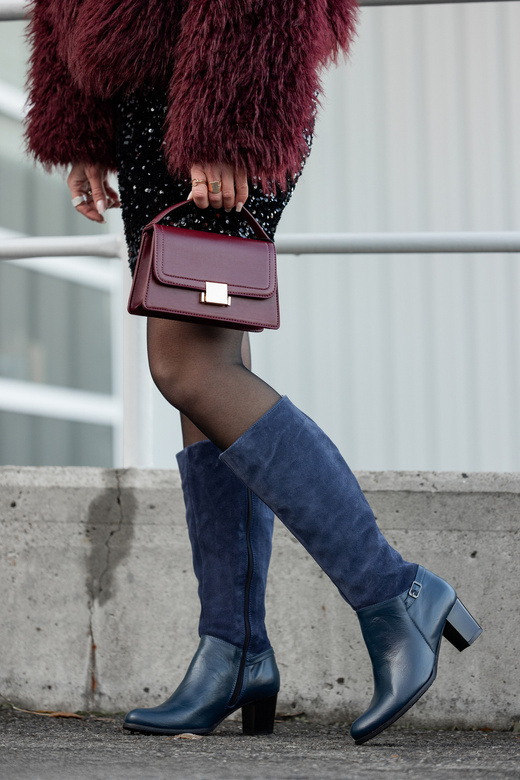 Obuwie Kozaki Damskie skóra naturalna 101 Granat ElitaBut