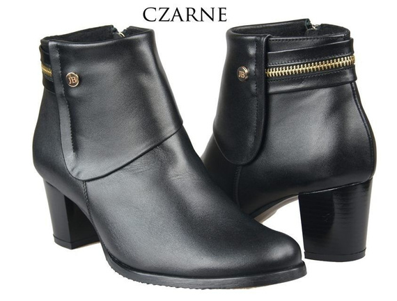 Obuwie Botki Damskie Ocieplane skóra naturalna Czarne 880 Z ElitaBut