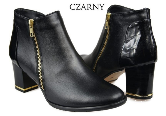 Obuwie Botki Damskie Ocieplane skóra naturalna Czarne 881 Z ElitaBut