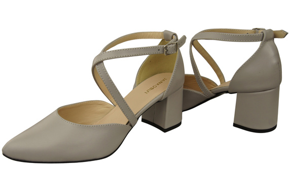 Elegant Leather Sandals with Open Sides on a Stable Heel 218 ElitaBut