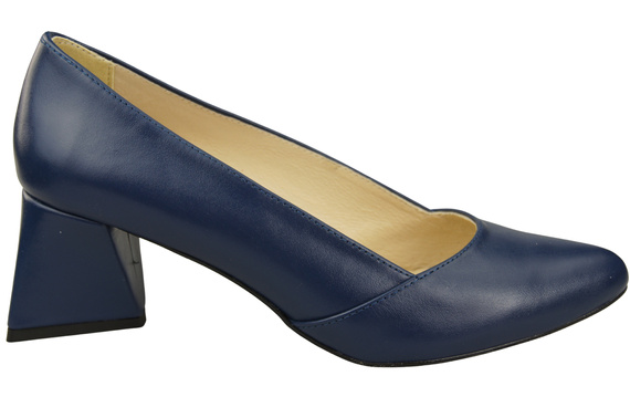 Czółenka Damskie Granatowe Skóra Naturalna Spiczasty Nosek Obcas ElitaBut 221