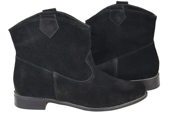 Obuwie Botki Damskie Wiosna / Jesień skóra naturalna welurowa Czarne 132 L ElitaBut