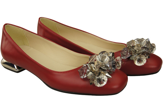 Women's Pumps with Crystals Flat Natural Leather 216 ElitaBut