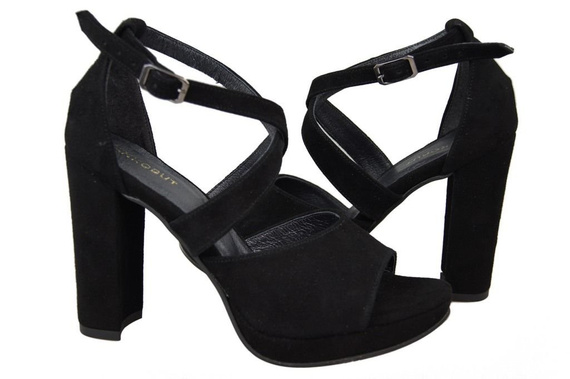 Obuwie Damskie Sandały Czarne skóra naturalna Zamszowa 114 ElitaBut