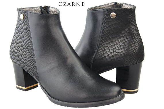 Obuwie Botki Damskie skóra naturalna Czarne 936 Z ElitaBut