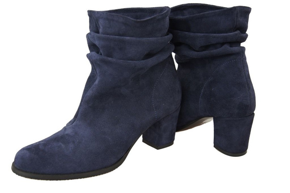 Obuwie Damskie Botki skóra naturalna Granatowe 986 ElitaBut