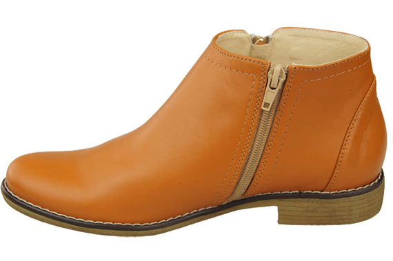 Obuwie Damskie Damskie Botki Rude Ocieplane skóra naturalna 872 Z Elitabut