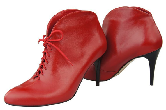 Obuwie Botki Damskie Czerwone Wiosna / Jesień skóra naturalna 955 ElitaBut