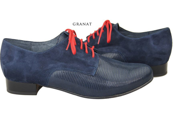 Obuwie Półbuty Damskie Sznurowane skóra naturalna Granatowe 959 ElitaBut