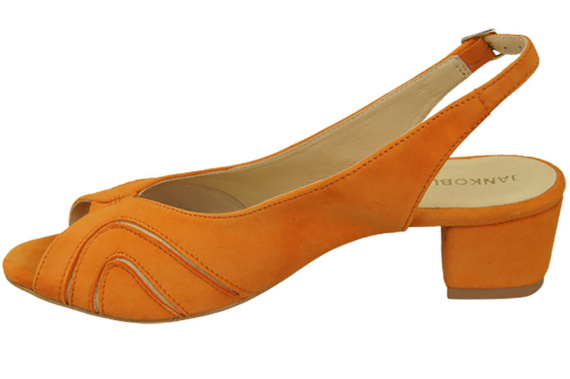 Obuwie Damskie Sandały skóra naturalna zamszowa Pomarańczowe 991 ElitaBut