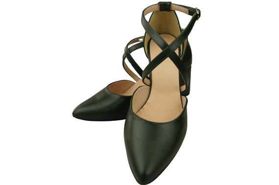 Elegant Leather Sandals with Open Sides on a Stable Heel 218 ElitaBut