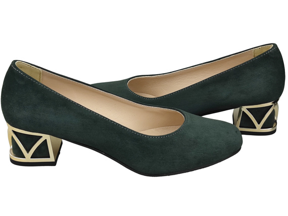 Comfortable Women's Shoes Pumps with Decorative Heel Natural Suede Leather 219 From ElitaBut