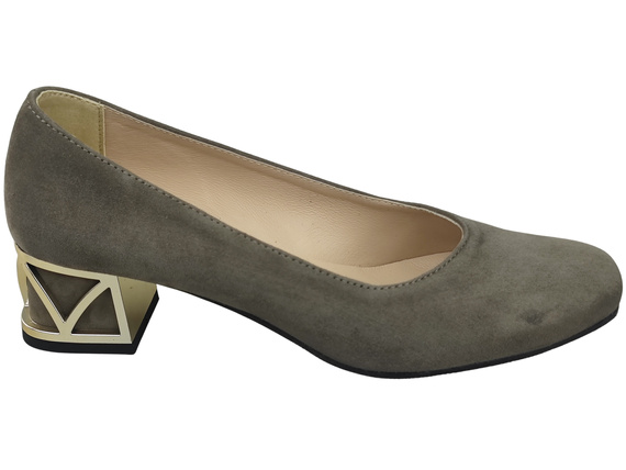 Comfortable Women's Shoes Pumps with Decorative Heel Natural Suede Leather 219 From ElitaBut