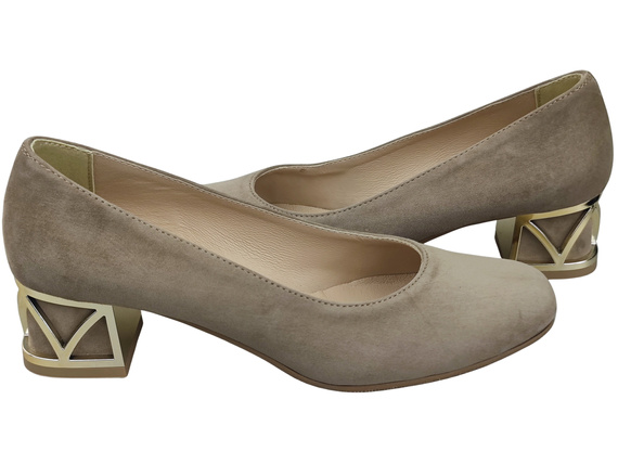 Comfortable Women's Shoes Pumps with Decorative Heel Natural Suede Leather 219 From ElitaBut