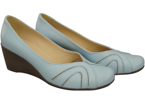 Women's Black Natural Leather Wedge Pumps 828 ElitaBut