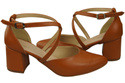Elegant Leather Sandals with Open Sides on a Stable Heel 218 ElitaBut