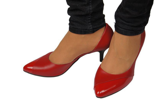 Obuwie Damskie Czółenka skóra naturalna Czerwone 898 ElitaBut