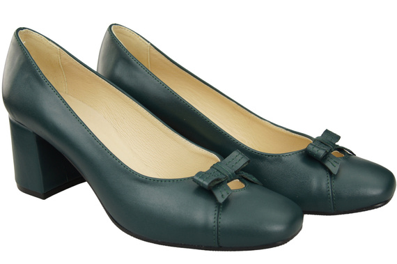 Women's Pumps with a Bow, Natural Leather and Low Heel 203 ElitaBut