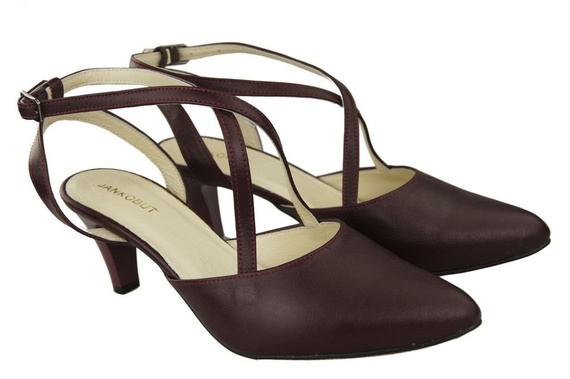 Obuwie Damskie Sandały Bordowe Skóra Naturalna 129 ElitaBut