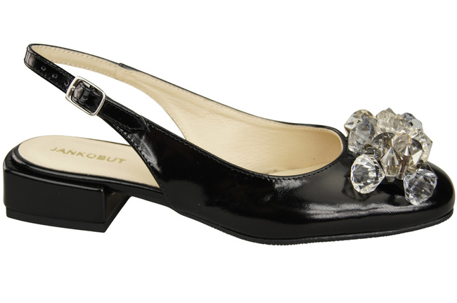 Obuwie Damskie Sandały Czarne Błyszczące z Kryształkami Skóra naturalna 215 ElitaBut