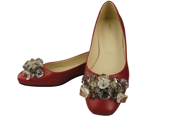 Women's Pumps with Crystals Flat Natural Leather 216 ElitaBut