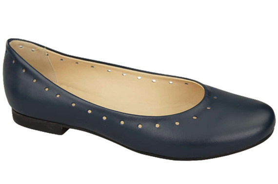 Obuwie Damskie Wygodne Baleriny Skóra Naturalna Granatowe 162 ElitaBut