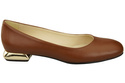 Płaskie Obuwie Damskie Czółenka Brązowe Ozdobny Obcas Skóra naturalna 209 ElitaBut
