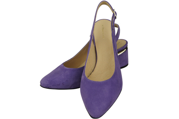 Sandały Damskie z Naturalnej Skóry Zamszowej Fioletowe Elegancja i Komfort 196 Z ElitaBut