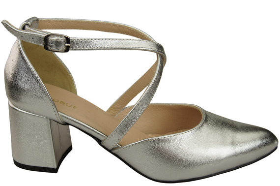Elegant Leather Sandals with Open Sides on a Stable Heel 218 ElitaBut
