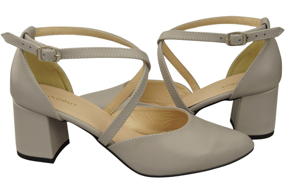 Elegant Leather Sandals with Open Sides on a Stable Heel 218 ElitaBut
