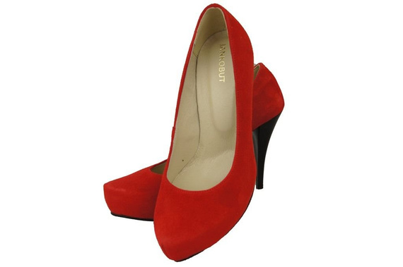 Obuwie Damskie Czółenka Czerwone Skóra naturalna Zamszowa 644 ElitaBut