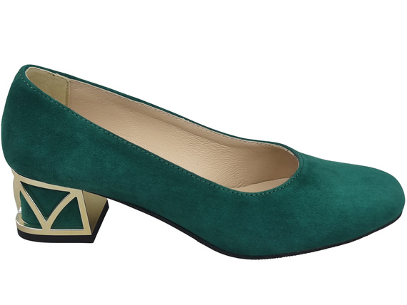 Comfortable Women's Shoes Pumps with Decorative Heel Natural Suede Leather 219 From ElitaBut