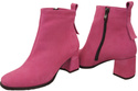Botki Damskie Fuksja ze Skóry Naturalnej Welurowej na Stabilnym Słupku z Zamkiem 224 ElitaBut