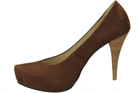 Obuwie Damskie Czółenka Brąz Skóra naturalna Zamszowa 644 ElitaBut