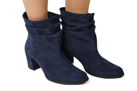 Obuwie Damskie Botki skóra naturalna Granatowe 986 ElitaBut