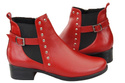 Obuwie Botki Damskie Skóra Naturalna Czerwone 136 ElitaBut