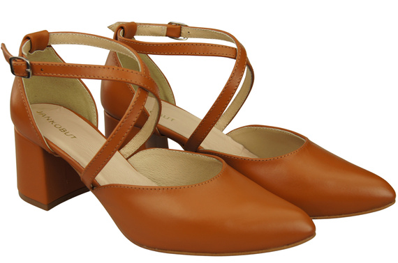 Elegant Leather Sandals with Open Sides on a Stable Heel 218 ElitaBut