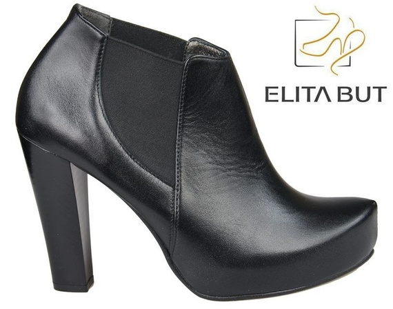 Obuwie Damskie Botki Ocieplane skóra naturalna Czarne 874 Z ElitaBut