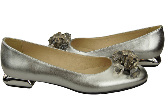 Women's Pumps with Crystals Flat Natural Leather 216 ElitaBut
