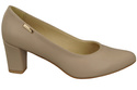 Klasyczne Gładkie  Buty Czółenka Damskie Cappuccino Jasne z Naturalnej Skóry 213 ElitaBut