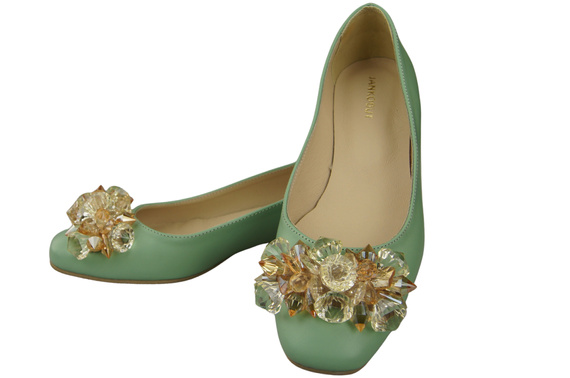 Women's Pumps with Crystals Flat Natural Leather 216 ElitaBut