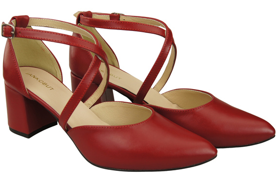 Elegant Leather Sandals with Open Sides on a Stable Heel 218 ElitaBut