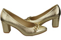 Classic Women's  Pumps Shoes made of Natural Leather with a Gold Decorative Chain 200 ElitaBut