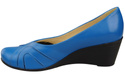 Buty na Koturnie Niebieskie Czółenka Damskie z Naturalnej Skóry 828 ElitaBut