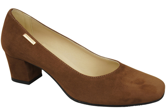 Wygodne Obuwie Damskie Czółenka Brązowe Skóra naturalna Zamszowej 172 Z ElitaBut