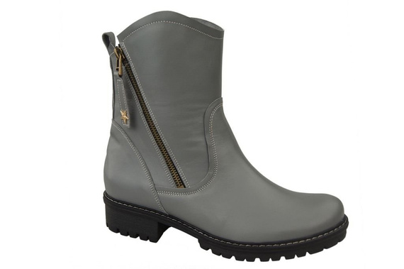 Obuwie Botki Damskie Skóra Naturalna Popiel 122 ElitaBut