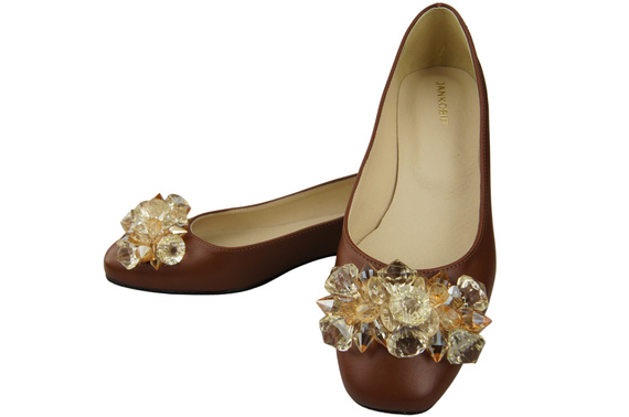 Women's Pumps with Crystals Flat Natural Leather 216 ElitaBut
