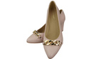 Classic Women's  Pumps Shoes made of Natural Leather with a Gold Decorative Chain 200 ElitaBut