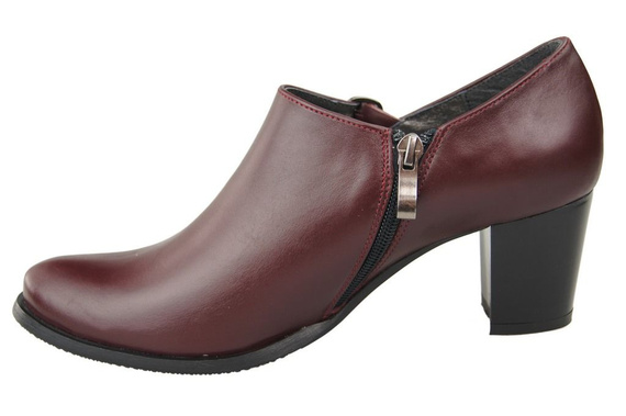 Obuwie Botki Skóra Damskie Naturalna Bordo 109 ElitaBut