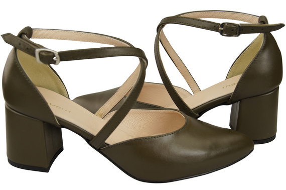 Elegant Leather Sandals with Open Sides on a Stable Heel 218 ElitaBut